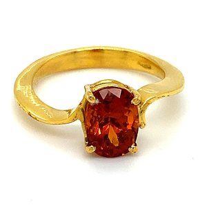 Spessartine Garnet 3.19ct Solid 18K Gold Ring